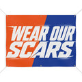 Wear Our Scars Banner — Bold Orange & Blue Outdoor Vinyl